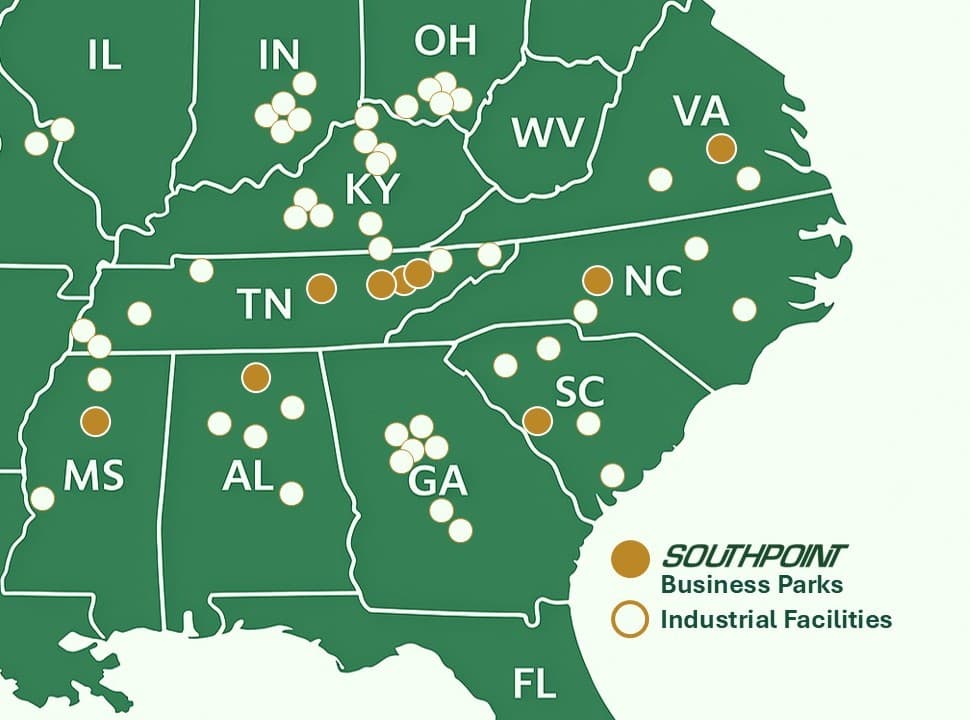Strategic Site Selection Map showing SOUTHPOINT Business Parks and Industrial Facilities